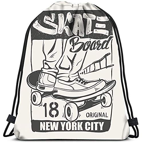 Sanme Mochilas con cordón Tabla de Skate de Viaje Gimnasio Bolsas de Hombro
