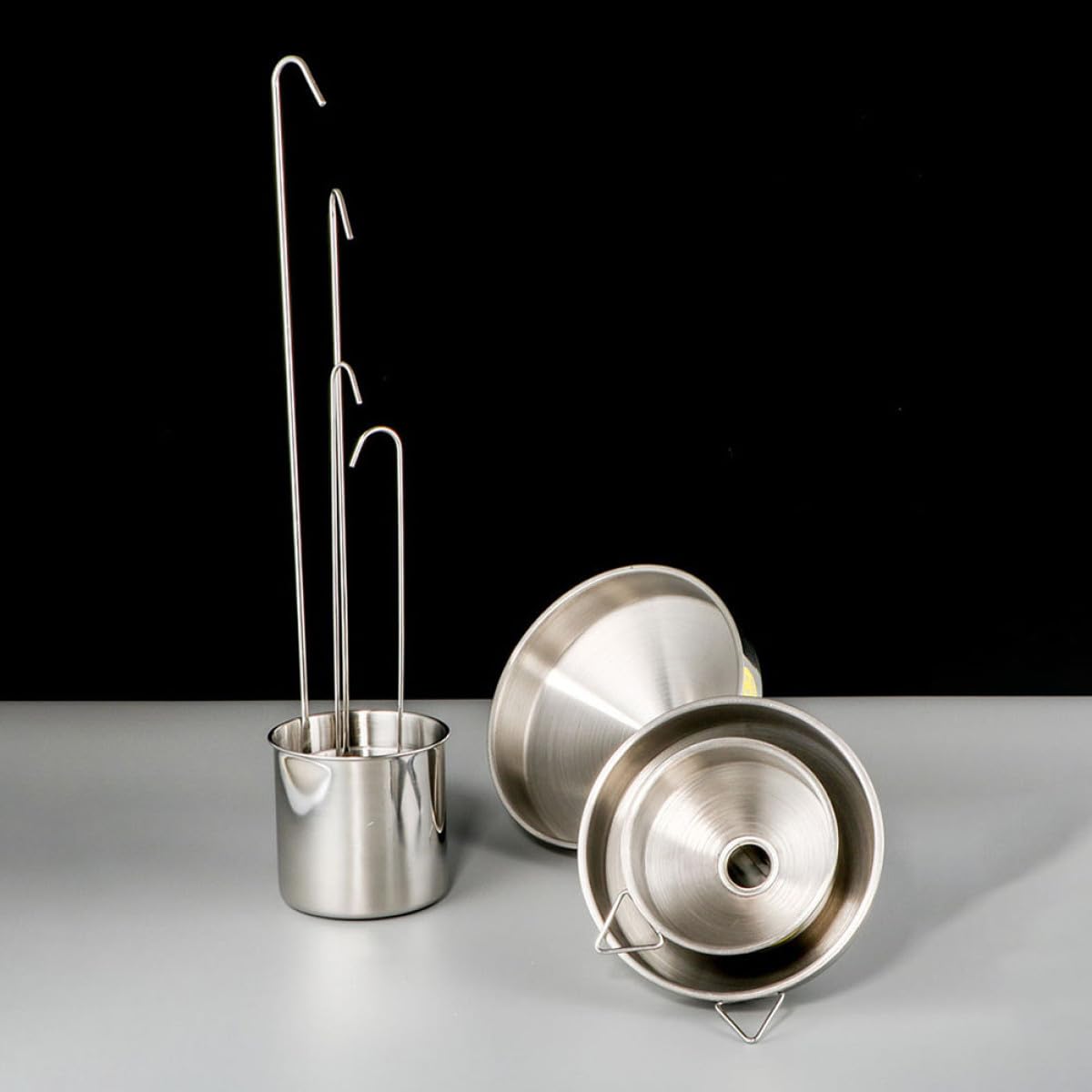 Abaodam Set 5 Pezzi Imbuto da Cucina e Mestolo in Acciaio Inox 50-500ml con Manico, Cucchiaio per Salsa e Olio, Utensili Versatori Multifunzionali per Olio, Vino e Salsa, per Casa