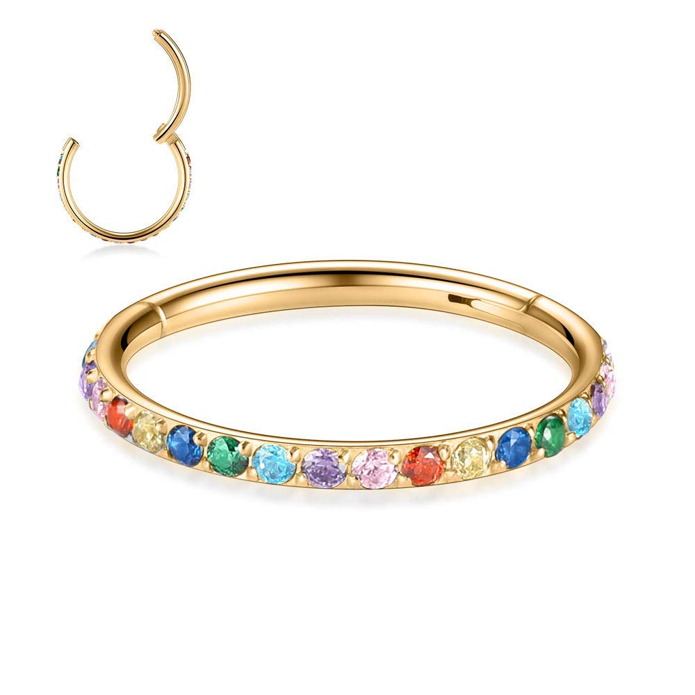 hengkaixuan CZ/Opal Nose Rings Conch Jewellery Septum Clicker 316L Surgical Steel Segment Ring Helix Cartilage Earrings Hoop Daith Tragus Rook Piercing Jewellery — view 30