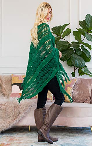 Image of RIAH FASHION Bohemian Sequin Glitter Shawl Wrap Poncho - Kimono Cardigan, Sparkly Metallic Mesh Scarf, Open Knit Crochet