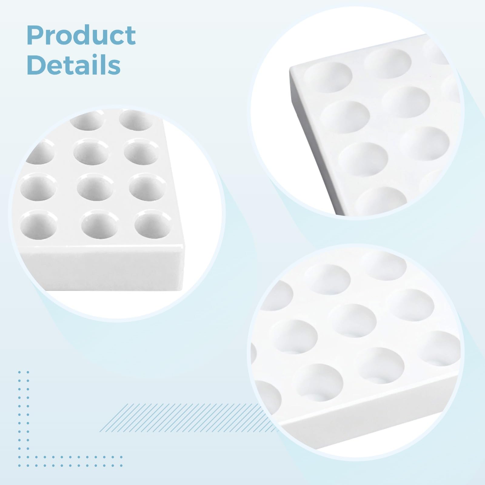 Porte-flacons de laboratoire en plastique PP, organiseur à 40 trous pour tubes à essai de 10 à 15 ml, (diamètre du trou de 2,5 cm), compact
