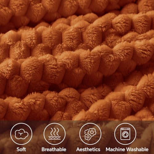Image of BEDELITE Burnt Orange Throw Blanket for Couch, Cozy Gift for Women, 50 * 60