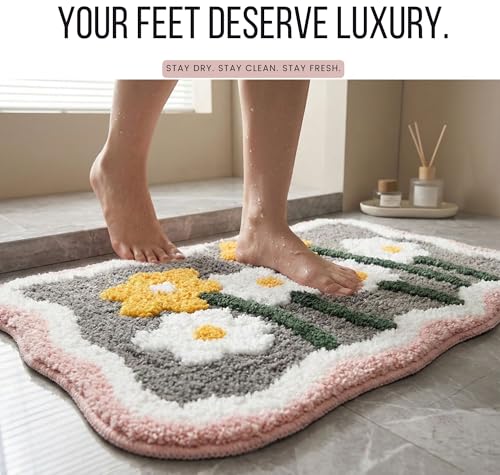 Image of HOMEKART Microfiber Bath Mat 2000 GSM, Super Soft & Absorbent Anti-Skid Bathroom Floor Mat, Quick Dry Door Mat for Bathroom, Bedroom & Kitchen (40x60 cm, Grey) Pack of 1