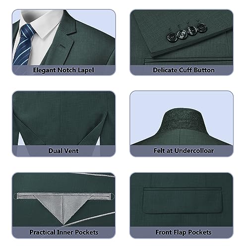 Image of Cooper & Nelson Men's Suit Slim Fit, 3 Piece Suits for Men, One Button Solid Jacket Vest Pants with Tie, Tuxedo Set