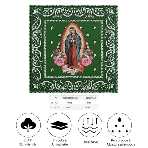 Our Lady of Guadalupe Mexico Hair Bandana Virgin Mary Silk Scarf Kerchief Square Scarf Wrap Neck Scarf for Women2