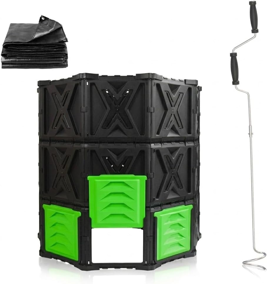 SQUEEZE master XXL Large Compost Bin with Compost Turner and Mixing Tool