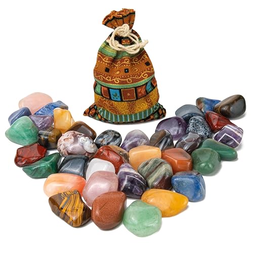 Edelstein Mix | farbenfrohe Mischung aus handverlesenen Edelsteinen in buntem Beutel | verschiedene natürliche Trommelsteine | Größe 2,5cm - 4 cm | Heilsteine Set | Halbedelsteine