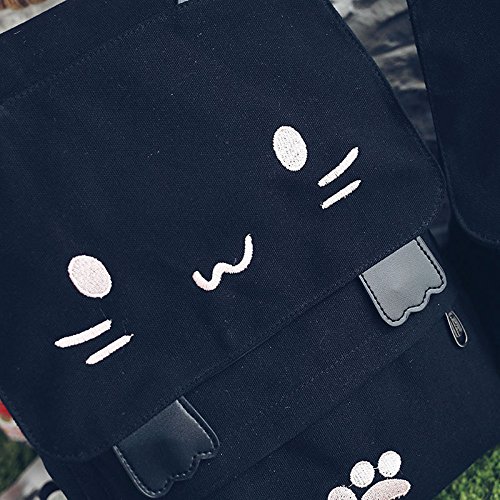 Cute Canvas Cat Print Backpack Lightweight Travel Rucksack #TOP1