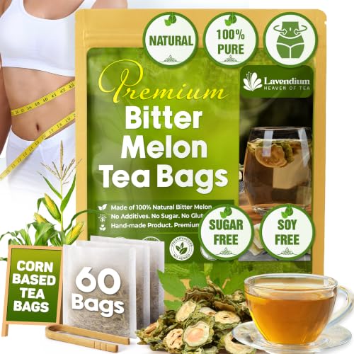Lavendium Bitter Melon Tea Bags, Bitter Gourd Tea, Caffeine-Free, 60 Count