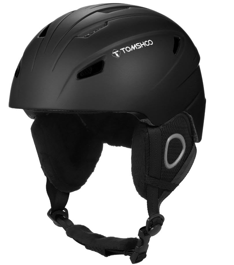 Aumotop Casco de esquí con Gafas Extraíbles, Casco de Snowboard Ligero para Hombres y Mujeres, Equipo Snowboard y Ciclismo, Negro/Blanco (M Sin Gafas)