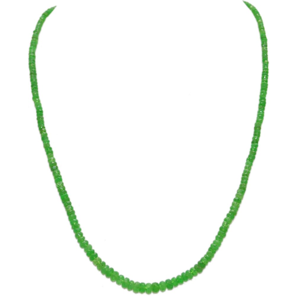 gehna T-Savorite Gemstone Round Shaped Faceted Bead Strand-picture-12