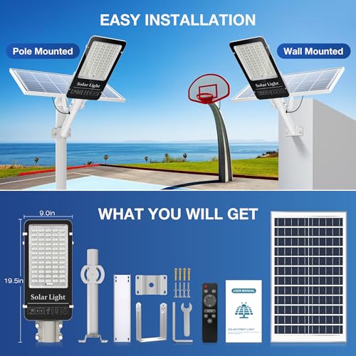 OKPRO 10000W Commercial Split Solar Street Light Outdoor, Solar Lights Outdoor Waterproof for Parking Lot, Dusk to Dawn Solar Flood Light with Remote Control for Yard, Driveway, Road - image 9