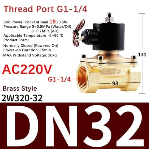 Électrovanne 2W DN08 220V normalement fermée pour circuit d'eau et air