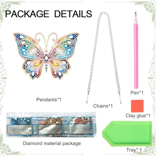 Image of AiYuanzsh Diamond Painting Hanging Pendant Kit Animal Butterfly 5D Diamond Painting Kits for Adults Crystal Rhinestones Diamond Art Pendant for Door Wall Window Home Xmas Decor