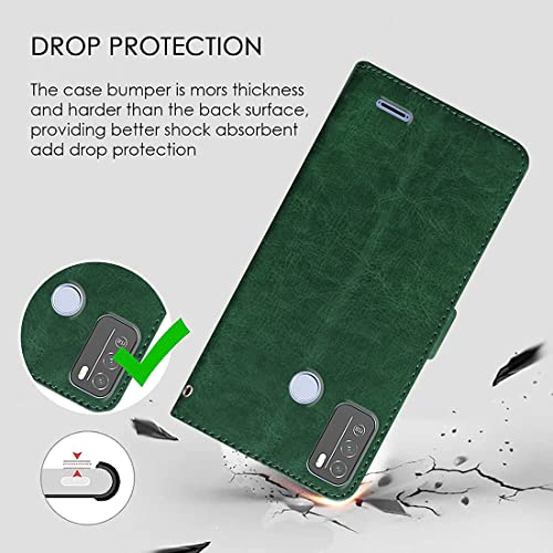 Image of Amazon Brand - Solimo Flip Leather Mobile Cover (Soft, Flexible & Kickstand Back case) Compatible for Micromax in 1b (Green)