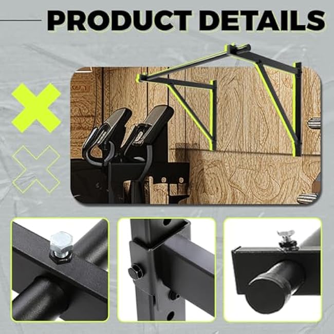 ECOTRIC 46'' Wall Mounted Pull Up Bar Chin up Bar Doorway Exercise Bar Upper Body Gym Workout Bar Heavy Duty Training Fitness Home Heavy Duty 500lbs