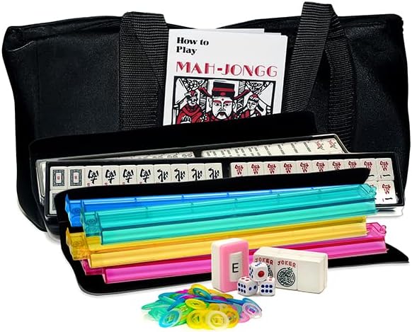 Altus 166 Tiles American Mahjong Set negro suave bolsa de 4 colores empujadoresestantes