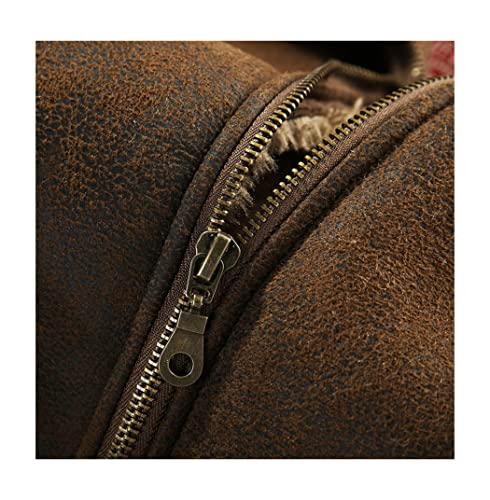 Blouson d'hiver homme en imitation daim avec doublure chaude en laine et fourrure rétro