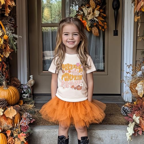 Image of Toddler Girls Thanksgiving Shirts Turkey Pumpkin T Shirt Cotton Short Sleeve Halloween Tops 1-10 Years
