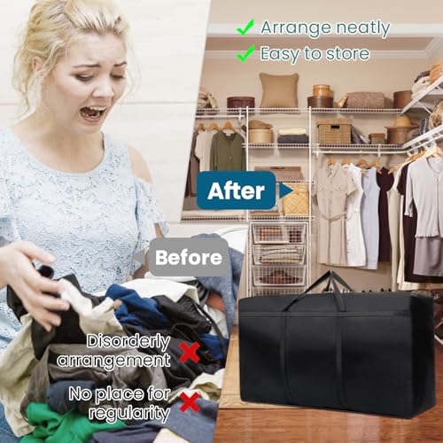 LPAMABA 2 Stück Super Groß Aufbewahrungstasche 100L 600D Oxford Aufbewahrungsbehälter Organisator Wasserdicht Belastbare Tragetasche mit verstärktem Griff Für Bettzeug Matratzenauflagen Decken