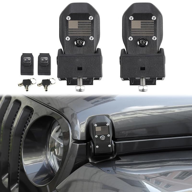 Anti-Theft Hood Latches Catch for Jeep Wrangler JL JLU Gladiator JT 4XE 2018 2019 2020 2021 2022 2023 2024 2025 Rubicon Sahara U.S. Flag