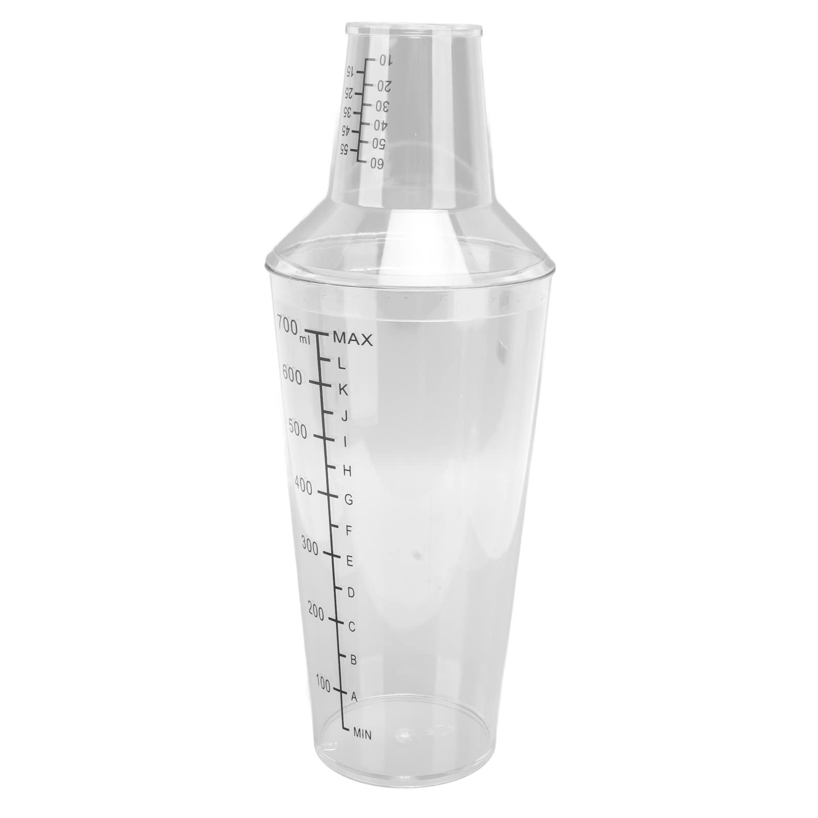 Kufoo Shaker, Spill Prevention Standard Capacity Clear Cocktail Shaker for Clear Scale Bars (700ML)