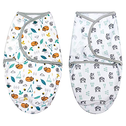 Cyuuro Infant Baby Girl Swaddle Blanket Wrap Sack Receiving Blanket 2 Pack,H&C 0-2 Months