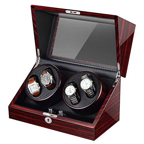 Preisvergleich Produktbild JF Automatischer Dual-Uhrenbeweger, Netzteil, batteriebetriebene mechanische Aufbewahrungsbox für Uhren, Unisex-sandalwoodblack