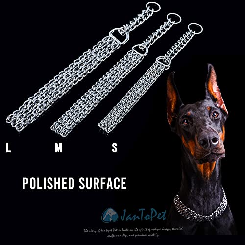 JanToPet Hundehalsband, Edelstahl, verstellbar, Gehhalsband, Metall, kubanische Glieder, Hundehalsband, kaufest, dreireihig, Kette, Hundehalsband für große, kleine, mittelgroße Hunde (3 Reihen, S)