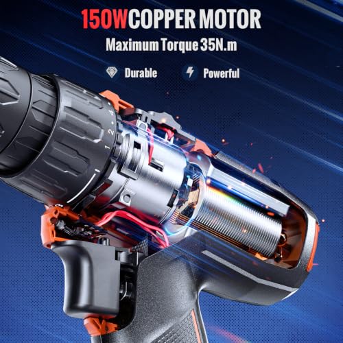 Image of DongCheng 12V Cordless Drill Machine with 2*2000mAh Battery + Fast Charger