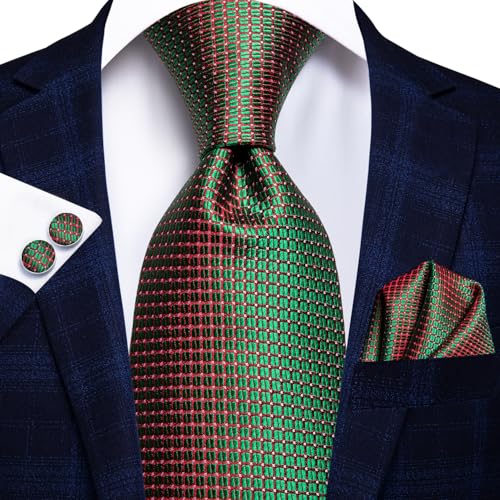 Image of Dubulle Mens Tie Set Solid Paisley Silk Striped Necktie for Men with Cufflinks Tie and Pocket Square