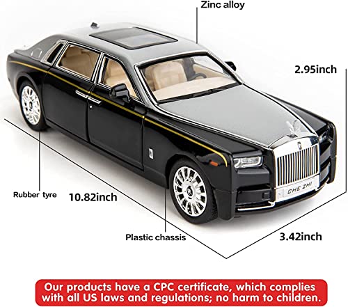 Image of Metal Pull Back Diecast Car 1:24 Big Rolls Royce Phantom Pull Back Car Model with Sound Light Boys Gifts Toys for Kids【Pack of 1】,multicolor