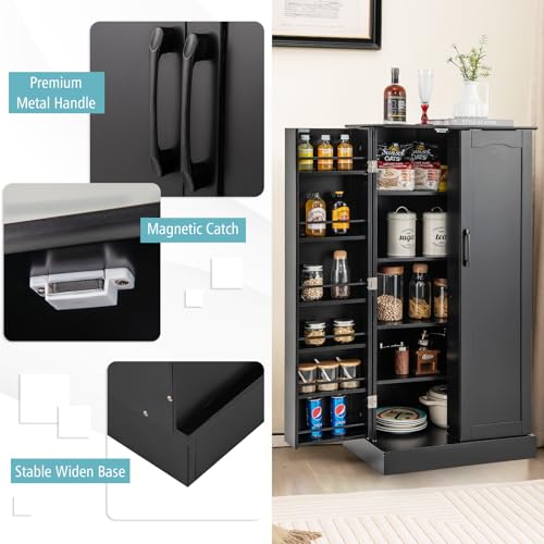 GIANTEX Mobile Cucina Dispensa con 2 Ante, Armadio Cucina Dispensa con 16 Ripiani Regolabili, Dispositivo Antiribaltamento, Mobile Cucina per Sala da Pranzo, Soggiorno, 60 x 40 x 120 cm, 2 Colori - immagine 4