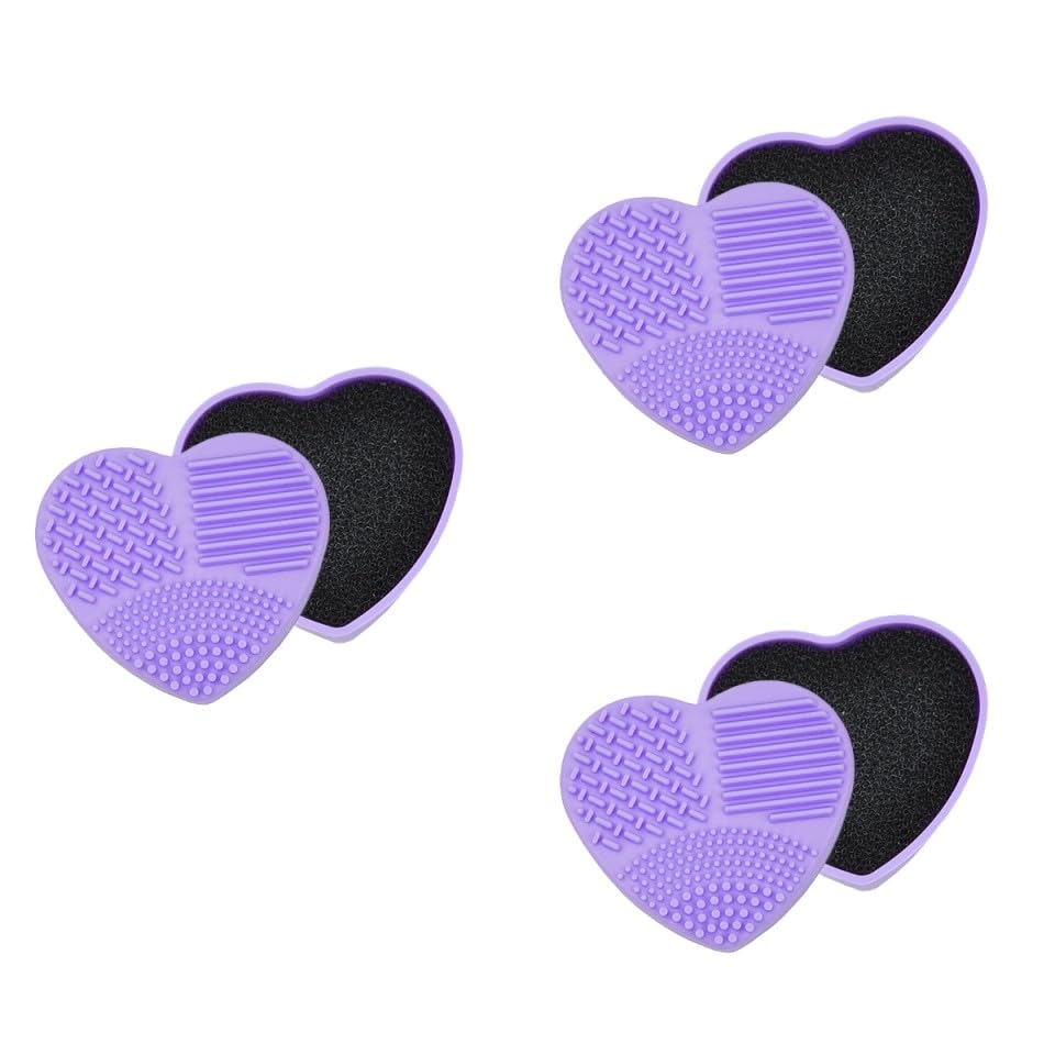 Didiseaon 3pcs Makeup Brush Cleaning Box Heart Shaped Silica Gel Dry Wet Dual Use Compact Travel Cosmetic Case image 5