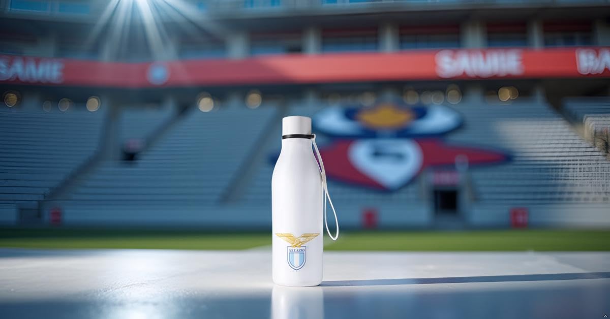 Only4fan S.r.l. Ss Lazio Trinkflasche/Thermosflasche mit Zugband, offizielles Produkt, Unisex, Erwachsene, weiß, einzigartig
