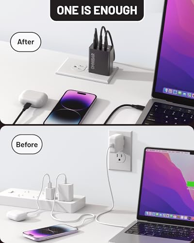 Image of 65W USB C Charger, 3-Port GaN Compact USB C Wall Charger Block with Foldable Plug, Type C Charger Fast Charging Block for MacBook, iPad, iPhone 17 /16 /15 /14, Samsung S26 /S25 /S24, Switch, Black