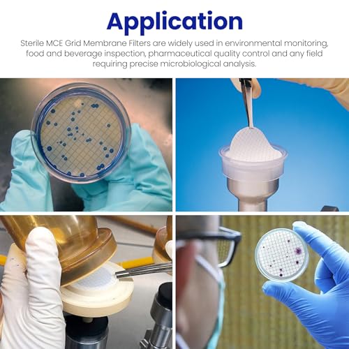 Image of MCE Membrane Filter, Sterile MCE Gridded Membrane Filter, Diameter: 47 mm, Pore: 0.22 Micron,Pack of 100