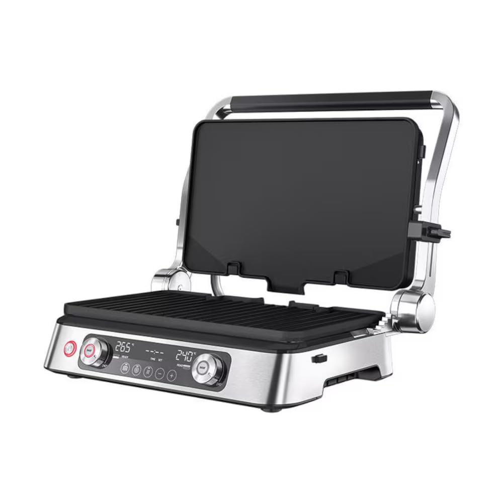 Braun MultiGrill 9 Pro CG 9140, grill elektryczny z 2 niezależnymi termostatami, 3 pozycje gotowania, płyty nadające się do mycia w zmywarce, tacka na tłuszcz, 2200 W, czarny/stal nierdzewna
