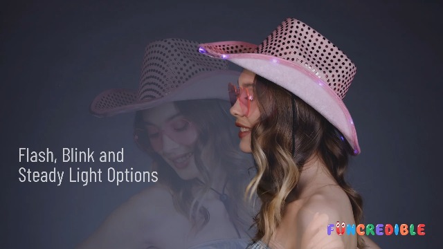 Funcredible Pink Light Up Cowboy Hat and Glasses - Sparkly  display picture 1