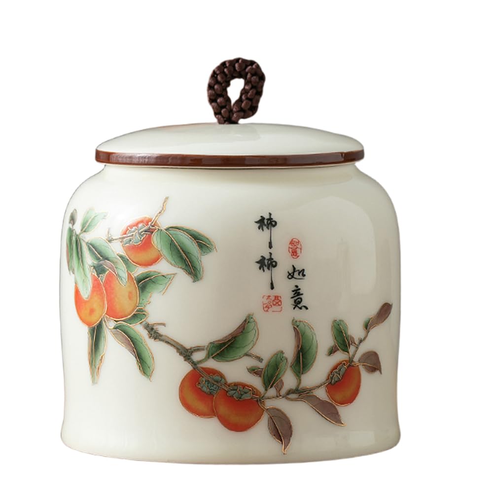 Dxcaicc B Chinese Style Ceramic Tea Jar, Caddy Tea Canister, Tea Storage Container Tins Jar With Airtight Lid Wet-Proof Tank For Tea, Coffee, Her, Sugar, Spice, 30 Oz,