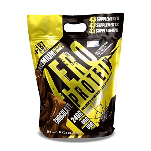 Proteínas, 43 Supplements | Proteína Zero Hidrolizada| 6 Kg | Cero Azúcar | Cero Carbohidratos Sabor Chocolate