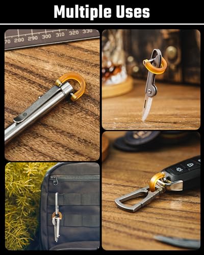 Image of KeyUnity KA17 Titanium D Ring Key Shackle, U Shape Key Ring Horseshoe Clasp for Car Fob, DIY Leather Key Organizer Keychain