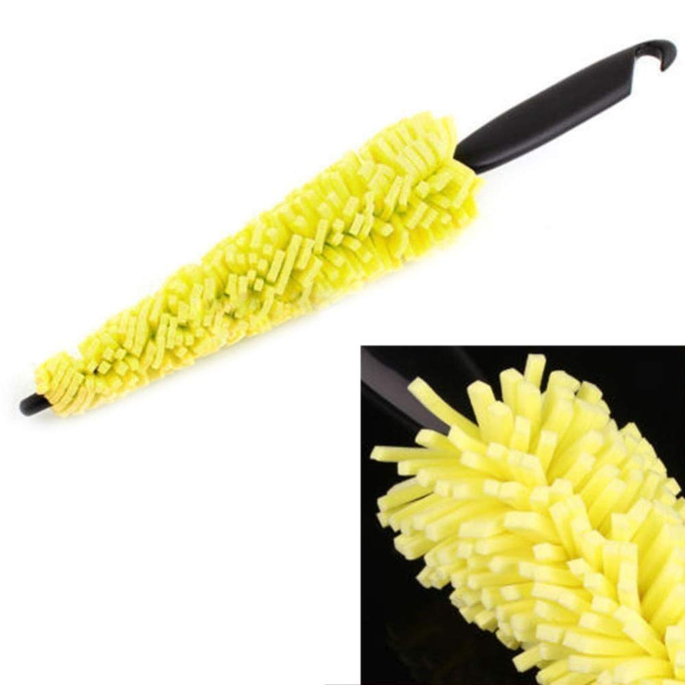 JUSTAUTO Car Wheel Brush Vehicle Cleaning Brush Wheel Rims Tire Washing