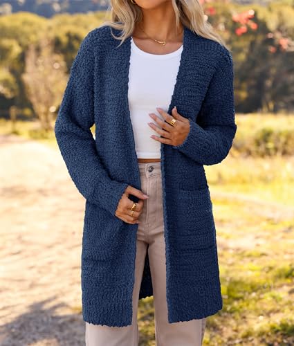 Image of MEROKEETY Women's Long Sleeve Soft Chunky Knit Sweater Open Front Cardigans Outwear Coat