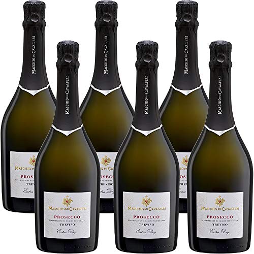 Prosecco DOC Treviso Extra Dry | Maschio dei Cavalieri | Bollicine Italiane | Selezionati Vigneti del Trevigiano | 6 Bottiglie 75cl | Idea regalo