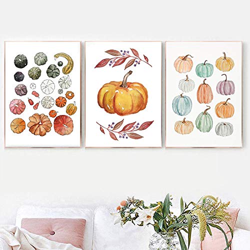 Art toile impression automne lot de 3 tableaux ferme 50x70cm sans cadre style nordique moderne