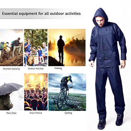 Rain Suit Ultra-Lite Unisex Outdoor Waterproof Rain Coat for Men Women Rain Gear Workwear (Jacket & Pants )(X-Large)