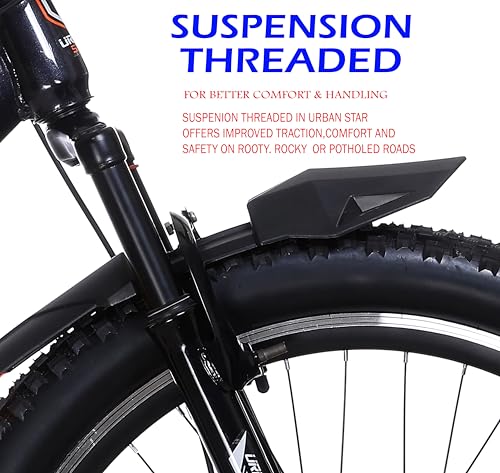 Image of URBANSTAR 26T Double Disc with Carrier - SEMI Fat Tyres 26 * 300 - Metalic Black 26 T SEMI Fat Tyre Cycle (Single Speed, Metallic Black, Only Front Suspension)