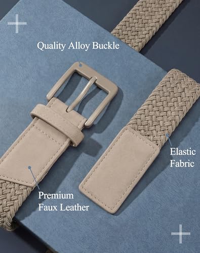 Image of SANSTHS Stretch Braided Golf Belt Breathable No Hole Elastic Woven Belt for Men Women, Ideal Belt for Golf Travel Daily Wear