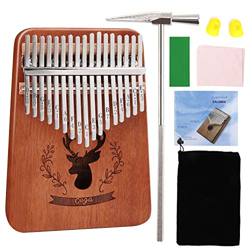 MASCARRY 17 Keys Thumb Piano, Portable Mbira Wood Finger Piano with Tuning Hammer